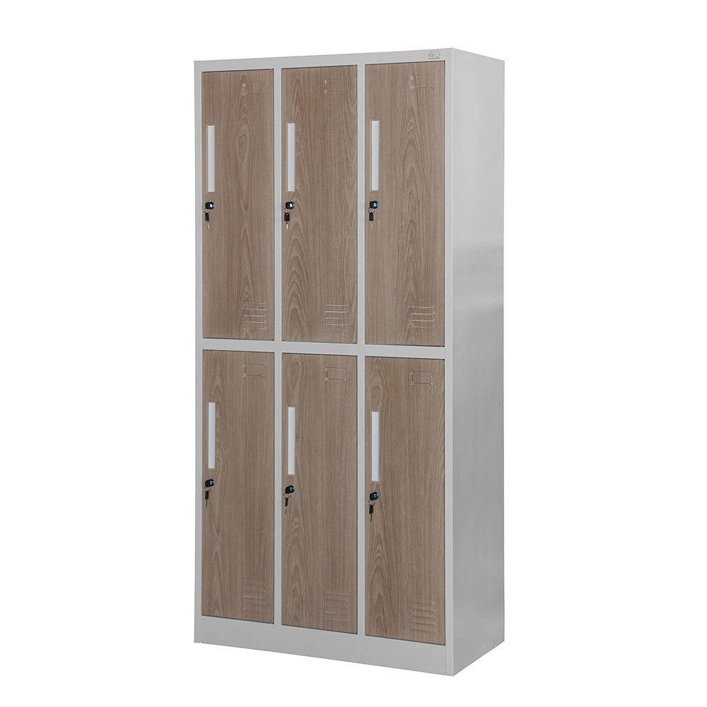 Метален гардероб 6 отделения RFG 900/450/1850 кехлибарен дъб-бяло